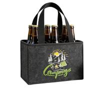 teokyat Borsa per bottiglie di birra in feltro "Das Grillen ist ein Handwerk, das Bier die Belohnung", divertente portabottiglie per 6 bottiglie, regalo per uomini, papà e maestri del barbecue