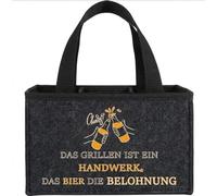 teokyat Borsa per bottiglie di birra in feltro. La grigliata è un mestiere, la ricompensa della birra, divertente portabottiglie per 6 bottiglie, regalo per uomini, papà e barbecue