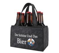 teokyat Borsa per bottiglie di birra La bella e la birra - Borsa in feltro per 6 bottiglie - Divertente regalo da uomo per la festa del papà, il campeggio e le grigliate