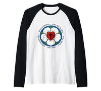 Teologia Riformata Cinque Solas Croce Luterana Fiore Cristiano Maglia con Maniche Raglan