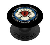 Teologia Riformata Cinque Solas Croce Luterana Fiore Cristiano PopSockets PopGrip Adesivo