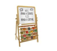 Teorema Giocattoli- Lavagna per Bambini Multiattività Double Face in Legno con Alfabetiere, Numeri dall'1 al 10 e Accessori, 40513
