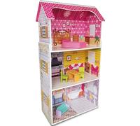 Teorema 40602 - Casa per le bambole in Legno con 3 piani e 5 stanze, Alta 96cm, con Arredo e Decorazioni