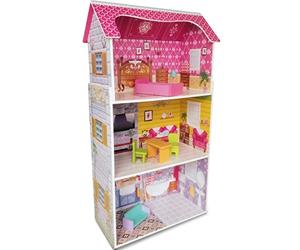 Teorema 40602 - Casa per le bambole in Legno con 3 piani e 5 stanze, Alta 96cm, con Arredo e Decorazioni
