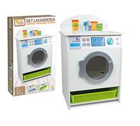 Teorema Giocattoli- Lavanderia in Legno con Lavatrice, Lavandino e Cesto per i Panni, Colore Bianco, Large, 40643
