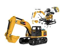 Teorema 67316 - Escavatore Giocattolo 3 in 1, da Smontare e Rimontare, con 130 pezzi, incluso Avvitatore a batteria, con luci e suoni