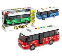 Teorema - Bus Giocattolo per Bambini, Scala 1:16, con Luci e Suoni, Porte Apribili e Movimento a Frizione, Batterie Incluse