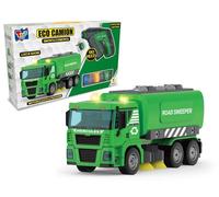 Teorema Giocattoli 67314 - Camion della Spazzatura Giocattolo, con 3 Bidoni e Spazzole, Smonta e Rimonta con Avvitatore a Batteria, 130 pezzi