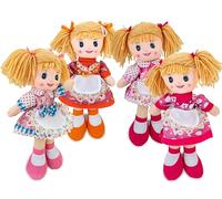 Teorema - Carlotta Bambola di Pezza con Grembiule Ricamato, Bambola Stoffa con Capelli di Lana, Giocattolo per bambini, Altezza 30cm