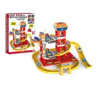 Teorema - Caserma dei Pompieri Giocattolo per Bambini, 4 Livelli, 7 Veicoli, Luci e Suoni