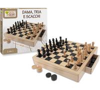 Scacchi Dama Tria per Bambini in Legno 29x29cm 40604 Teorema 4 Anni+