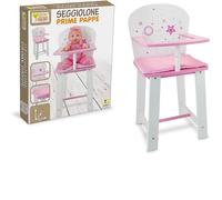 Teorema Fatto Di Legno Seggiolone Prime Pappe per Bambole, Bianco e Rosa, 55 cm