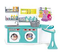 Teorema Giocattoli 67061 - Set Lavanderia Giocattolo per bambini con effetti sonori e luminosi reali, Sportelli Apribili, con Lavatrice, Ferro da Stiro, Contenitori Detersivi e Abiti in cartoncino
