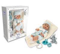 Teorema Giocattoli, Baby Teo Neoborn, Bambolotto Realistico 40 cm con Corpo in Morbido Vinile, Bambola Bambina Completa di Accessori Pappa, Ciuccio e Peluche, Idea Regalo