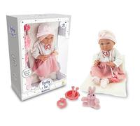 Teorema Giocattoli, Baby Teo Neoborn, Bambolotto Realistico 40 cm con Corpo in Morbido Vinile, Bambola Bambina Completa di Accessori Pappa, Ciuccio e Peluche, Idea Regalo