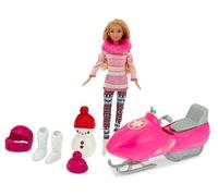 Teorema Giocattoli, Bambola Dea Gita sulla Neve con Motoslitta e Accessori, Bambola 29cm Snodata con Ginocchia Pieghevoli, Outfit Invernale alla Moda e Casco Incluso - (1 Pezzo, Modello Casuale)