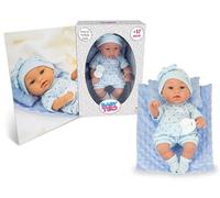 Teorema - Bambolotto Neonato, Giocattolo per Bambini, in Morbido Vinile e Realistico, con Ciucci, Cuscino e Copertina Blu