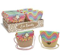 Teorema Giocattoli, Borsetta Bambina con Glitter, Eco Trendy, Design Arcobaleno o Stelle,con Pompon Colorati, Borsa a tracolla, Prodotto selezionato casualmente