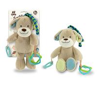 Teorema Giocattoli Cagnolino Peluche, Giochi Neonato 0-3 Mesi con Anelli Attività e Forme Geometriche, Pupazzo Morbido 26 cm da Appendere a Culla e Passeggino