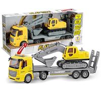 Teorema Giocattoli, Camion con Escavatore Giocattolo per Bambini, Ruspa Movimento Terra in Scala 1:16 con Luci e Suoni Realistici, Veicolo da Cantiere a Frizione, Movimenti Articolati