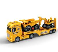 Teorema Giocattoli, Camion Giocattolo Bisarca, Set 3 in 1 Veicoli Cantiere con Escavatore e Dumper, Luci e Suoni Realistici, Movimento a Frizione, Scala 1:16, Gioco per Bambini