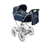 Teorema Giocattoli 74256 - Carrozzina per bambole con Telaio in Metallo, Alta 90cm, con Borsa Portaoggetti, Cappottina Regolabile, Blu