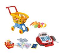 Teorema Giocattoli, Cassa Giocattolo per Bambini e Carrello Spesa Bambini, Set Supermercato Completo con Registratore di Cassa Funzionante, Scanner Luci e Suoni, Cibo Giocattolo e Soldi Finti