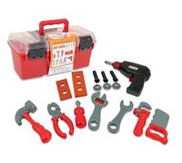 Teorema Giocattoli, Cassetta Attrezzi Bambini, Set da 19 Pezzi di Attrezzi da Lavoro per Bambini con Trapano Giocattolo a Batteria Funzionante e Valigetta