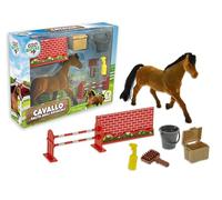 Teorema Giocattoli, Cavallo Giocattolo Salto Ostacoli, Set Completo con Staccionata e Accessori Scuderia, Cavallo Marrone con Manto Pettinabile, Gioco per Bambini e Bambine