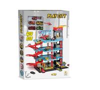 Teorema Giocattoli, Garage Macchinine per Bambini, 4 Piani con Ascensore e Rampa, Pista Giocattolo con 4 Macchinine e 1 Elicottero Inclusi, Bambini 3 anni in su