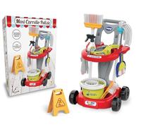 Teorema Giocattoli, Maxi Carrello per Bambini con Aspirabriciole a Batteria Funzionante, Set Pulizie Completo con Scopa e Paletta per Bambini, Secchio e Tanti Accessori, Gioco di Imitazione, Alto 55cm