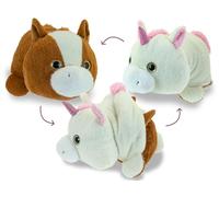 Teorema Giocattoli, Peluche Reversibile 2 in 1 Cavallo e Unicorno, Soffice Pupazzo per Neonati si Gira e Trasforma, Gioco Eco-Friendly Sicuro 0+ Mesi, Idea Regalo Nascita, 22x30x18 cm