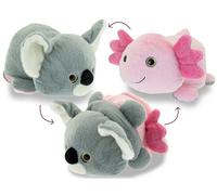 Teorema Giocattoli, Peluche Reversibile 2 in 1 Koala e Axolotl, Soffice Pupazzo per Neonati si Gira e Trasforma, Gioco Eco-Friendly Sicuro 0+ Mesi, Idea Regalo Nascita, 26x30x20 cm