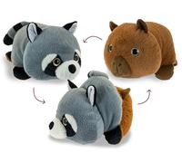 Teorema Giocattoli, Peluche Reversibile 2 in 1 Procione e Capybara, Soffice Pupazzo per Neonati si Gira e Trasforma, Gioco Eco-Friendly Sicuro 0+ Mesi, Idea Regalo Nascita, 22x34x20 cm