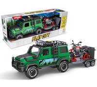 Teorema Giocattoli Play City Macchinina Fuoristrada Giocattolo con Rimorchio e Moto Inclusa, Luci e Suoni Reali, Movimento a Frizione, Set Avventura per Bambini