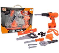 Teorema Giocattoli, Set Officina, Cassetta Attrezzi Bambini con Trapano a Batteria Funzionante, Banco da Lavoro Giocattolo Portatile con Accessori, Bambini 3+ Anni