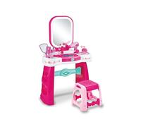 Teorema Giocattoli, Specchiera Magica Bambina con Sgabello, Postazione Trucco con Luci LED e Suoni Touch, Tavolo Trucco Interattivo, Asciugacapelli Funzionante a Batteria e Portagioie