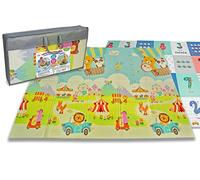 Teorema Giocattoli- Tappeto Gioco Pieghevole per Bambini, 200x150x1 cm, Colore Verde e Azzurro, 200 x 150 cm, 67082