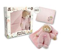 Teorema Giocattoli, Doudou Neonato con Orsetto, Copertina Per Neonati Morbida in Poliestere 80x100 cm per Culla e Carrozzina, Idea Regalo 0+ Mesi, Dou Dou neonato Rosa
