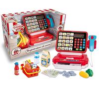 Teorema Giocattoli, Cassa Giocattolo per Bambini, Registratore di Cassa Giocattolo con Scanner Luci e Suoni, Calcolatrice Vera e Accessori Supermercato Inclusi