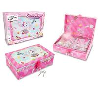 Teorema, Miss Signorina - Scrigno Creativo con Lucchetto e 2 Chiavi, Penna con Cuore, Sticker Creativi, 6 Pastelli Colorati e Blocchetto con Fogli Bianchi