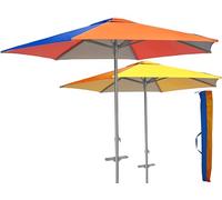 Teorema - Ombrellone da spiaggia e giardino, diametro 210 cm, tubo alluminio 32 mm, anti-UV, antivento, 220 cm, con trapano e borsa