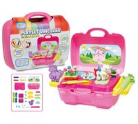 Teorema, Plasti Art - Playset Unicorno con Pasta Modellabile, Valigetta Gioca e Riponi, 4 Panetti da 50 g, Estrusore, Stampi, Formine, Rullo e Accessori Creativi