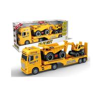 Teorema Play City Bisarca, Set 3 in 1 Veicoli Cantiere con Escavatore e Dumper, Luci e Suoni