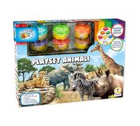 Teorema - Set Creativo di Plastilina Soffice a Tema Savana, contenente 6 Vasetti con Formine sul tappo, Stampini, Spatoline e Decorazioni