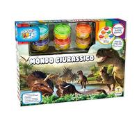 Teorema - Set Creativo Giurassico di Plastilina Soffice, contenente 6 Vasetti con Formine sul tappo, Stampini, Spatoline e Decorazioni