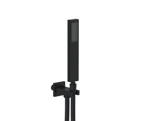 Teorema set doccetta con presa d'acqua e supporto doccetta squadrato, ST203BB, Universal nero opaco [Rubinetteria Bagno > Set Doccia]