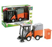 Teorema Giocattoli, Camion Spazzatrice Giocattolo per Bambini, con Luci e Suoni Reali, Movimento a Frizione e Bidone Spazzatura Incluso, Scala 1:16, Macchinina Giocattolo. Arancione o Verde