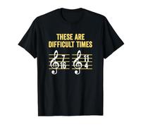 Teoria Musicale Divertente Questi Sono Tempi Difficili Ritmo Musicista Maglietta con Stampa Grafica Economica, Uomo, Nero, S