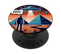 Teorico della cospirazione delle piramidi egiziane UFO PopSockets PopGrip Adesivo
